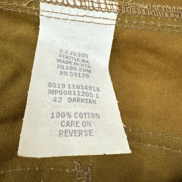 Filson Oil Finished Double Tin Cloth Overalls Bib Men’s 42x 35 Unhemmed USA Tan - Picture 12 of 14
